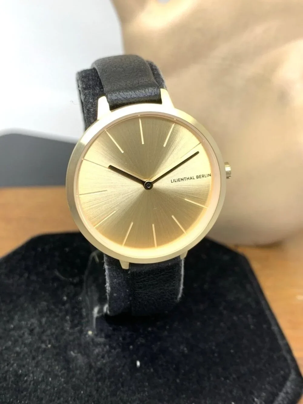 Lilienthal Berlin Women's Watch Rosalux Quartz Gold Dial Leather Strap 30mm